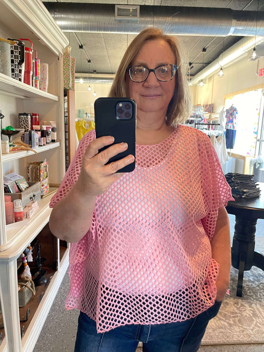 Mesh Pink Poncho - Style Junkie Boutique