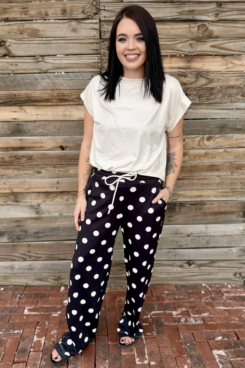 Polka Dot Posie Wide-Leg Comfy Pants