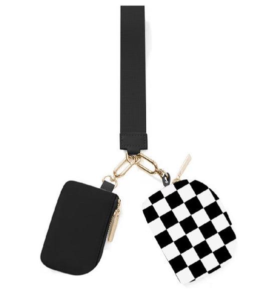Double Pouch Wristlet - Checkered
