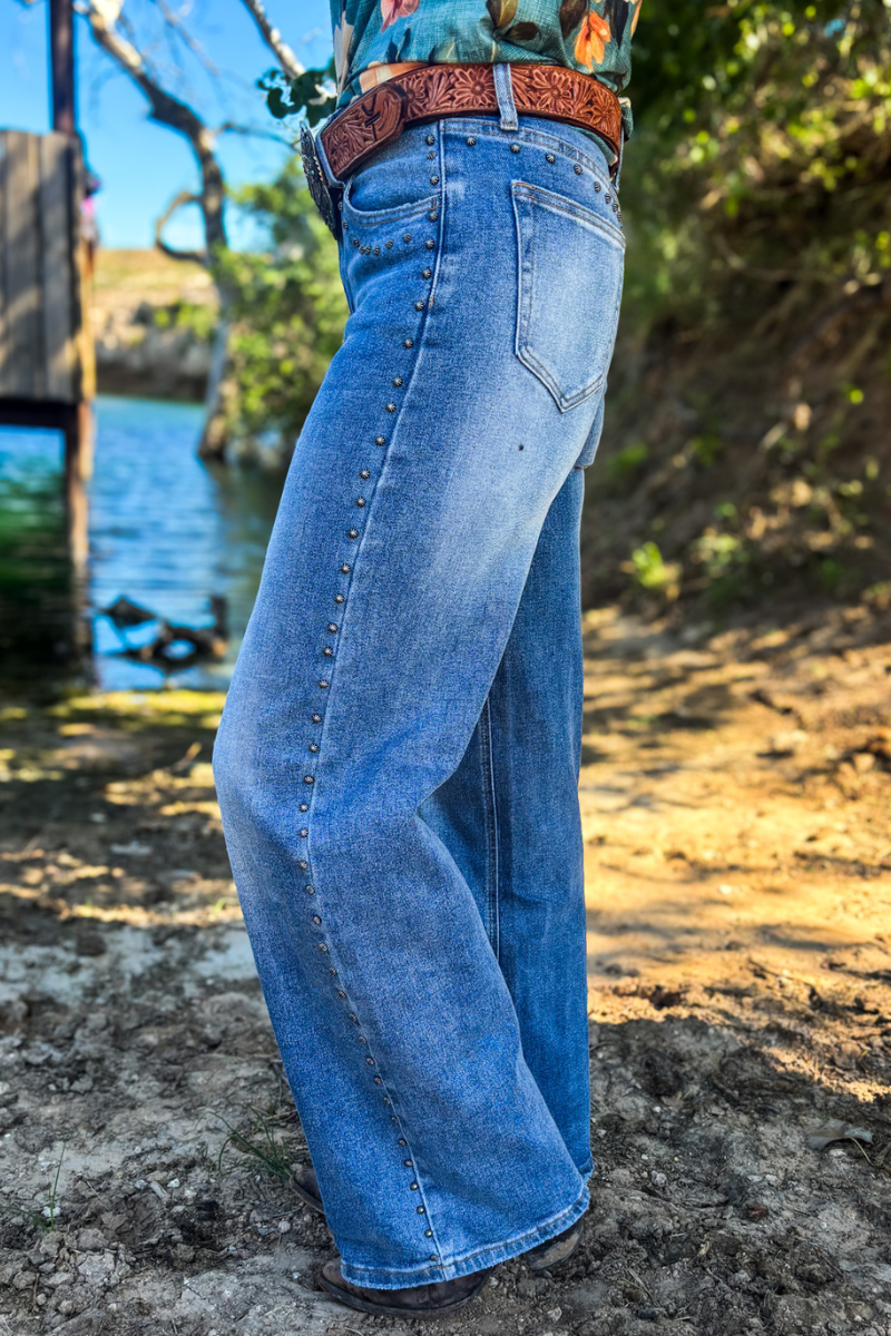 Studded Wide Leg Denim