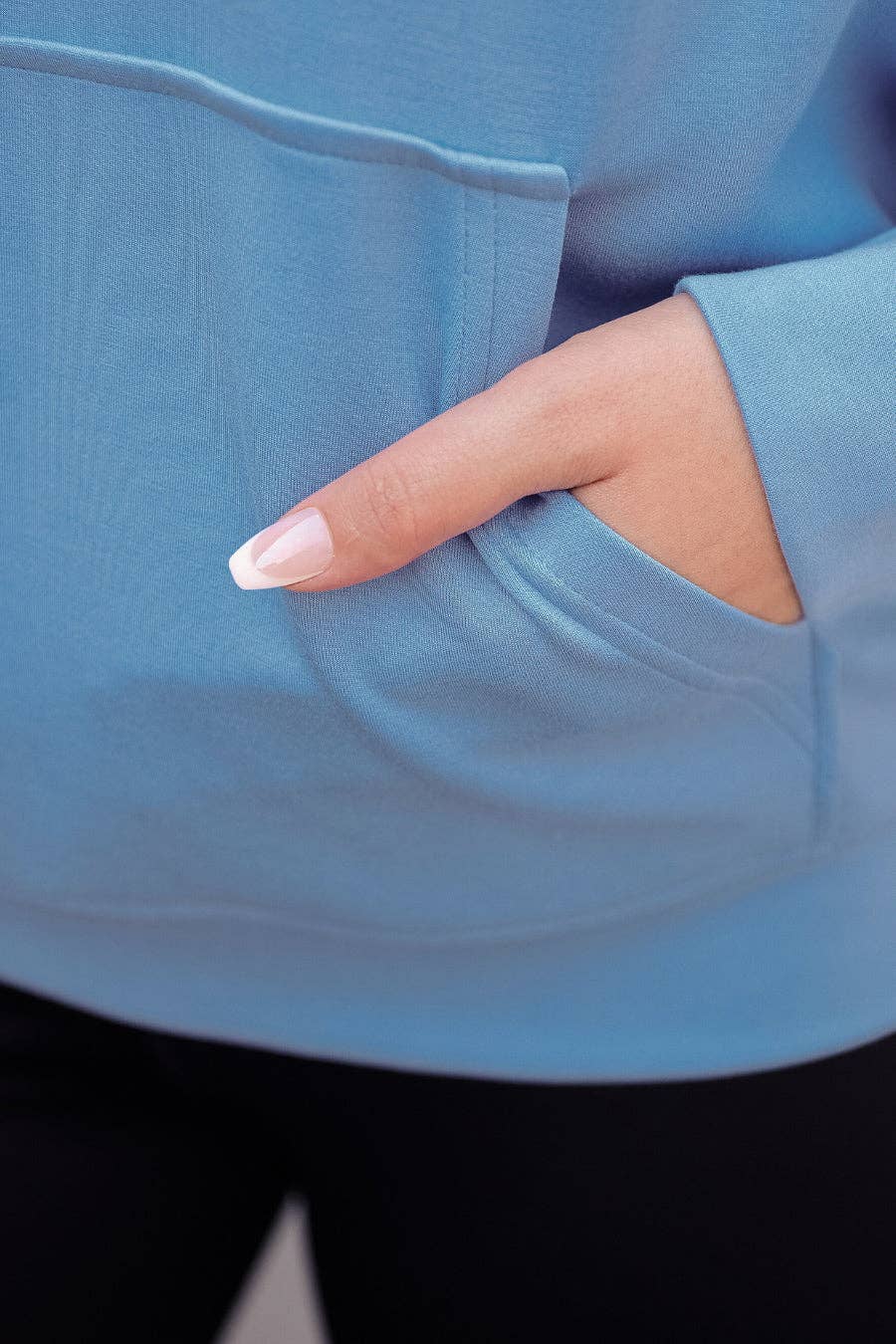 Light Blue Hooded Quarter Zip Pullover