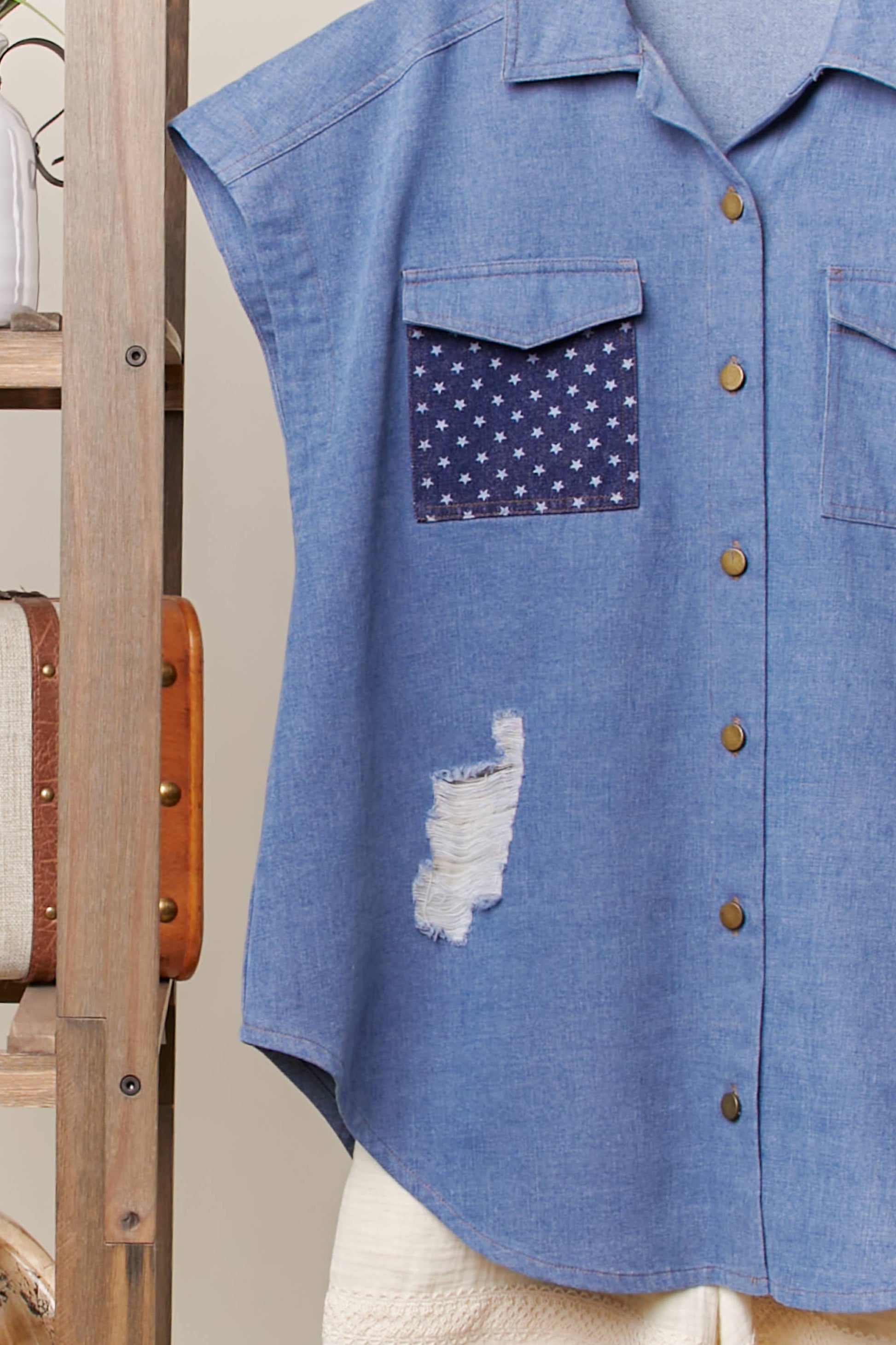 American Flag Denim Vest - Style Junkie Boutique