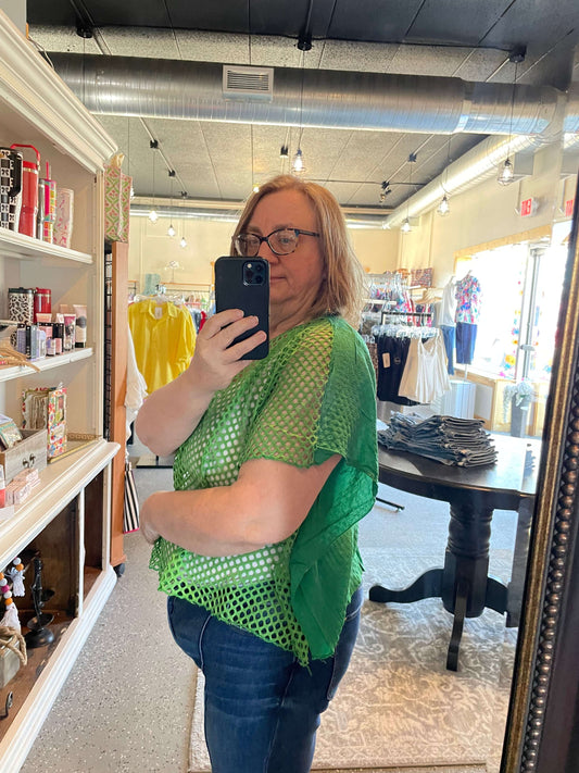 Mesh Green Poncho - Style Junkie Boutique