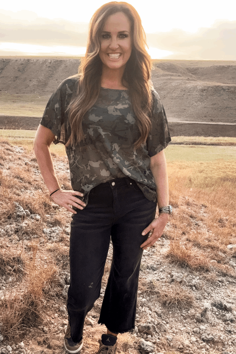 Camo Flowy Mesh Top