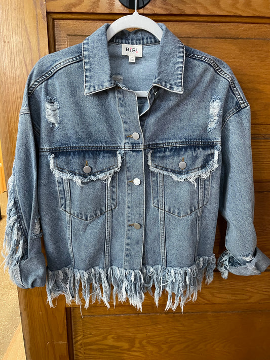 Denim Jacket with Fringe