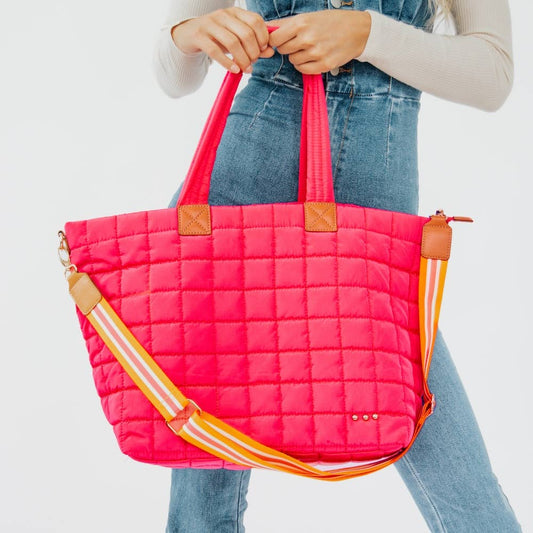 Quilted Tote Bag - Hot Pink