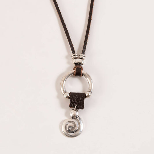 Leather Spiral 18" Pendant Necklace