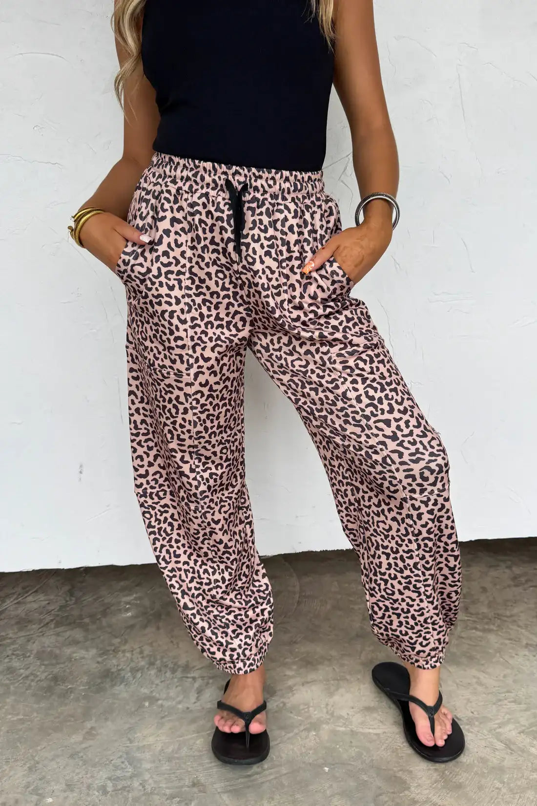 Leopard print jogger pants