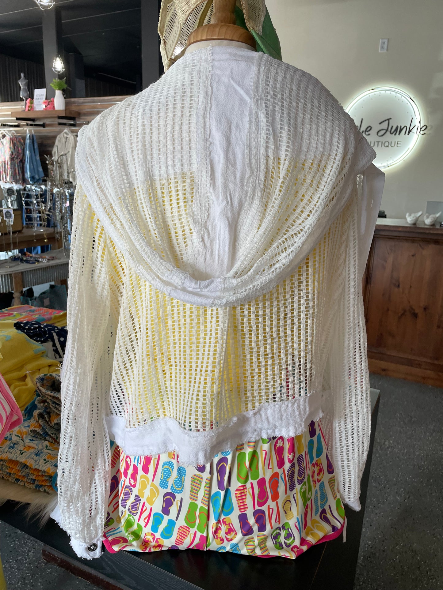White Crochet Hoodie