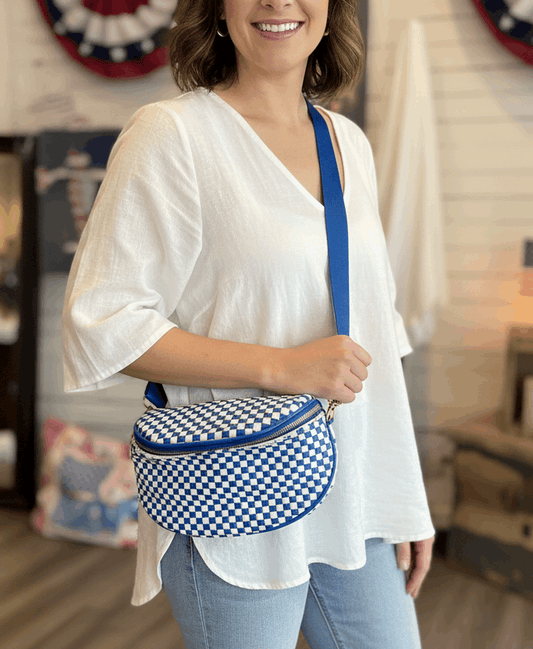 Royal Blue Checker Purse