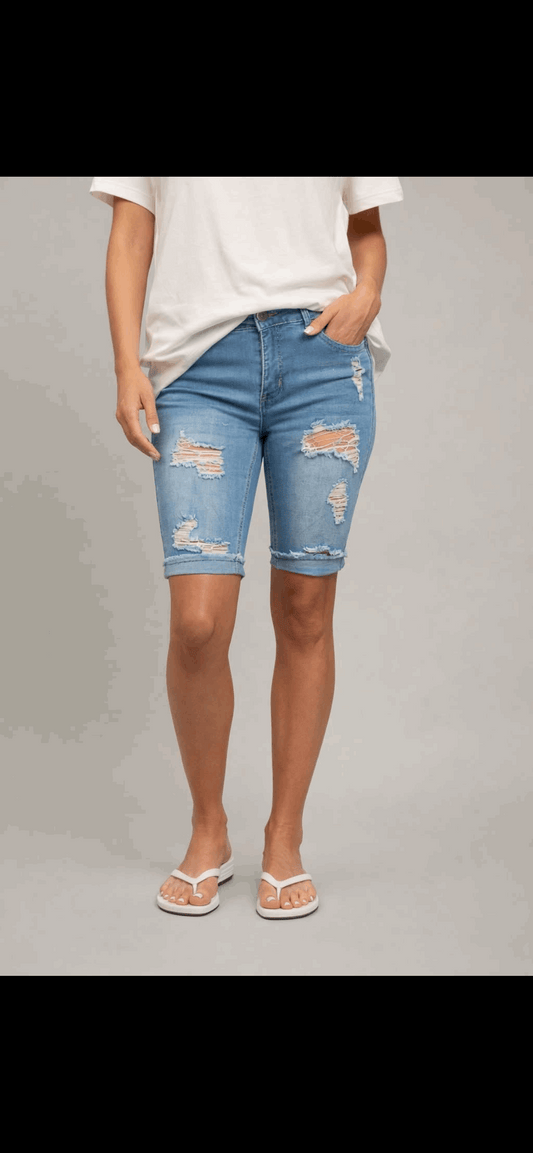 Medium Wash Denim Bermuda Short - Style Junkie Boutique