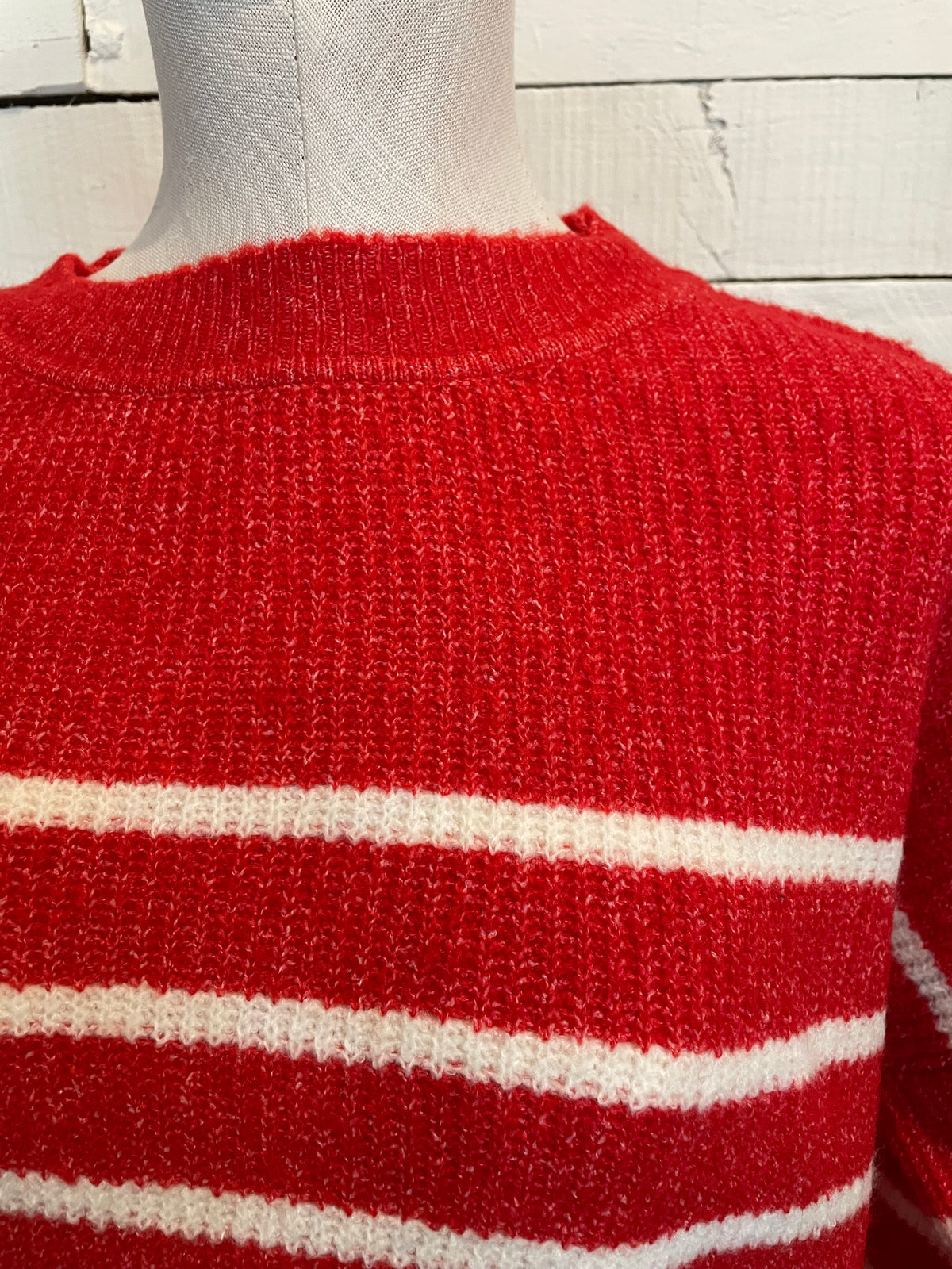 Red Ribbed Striped Sweater