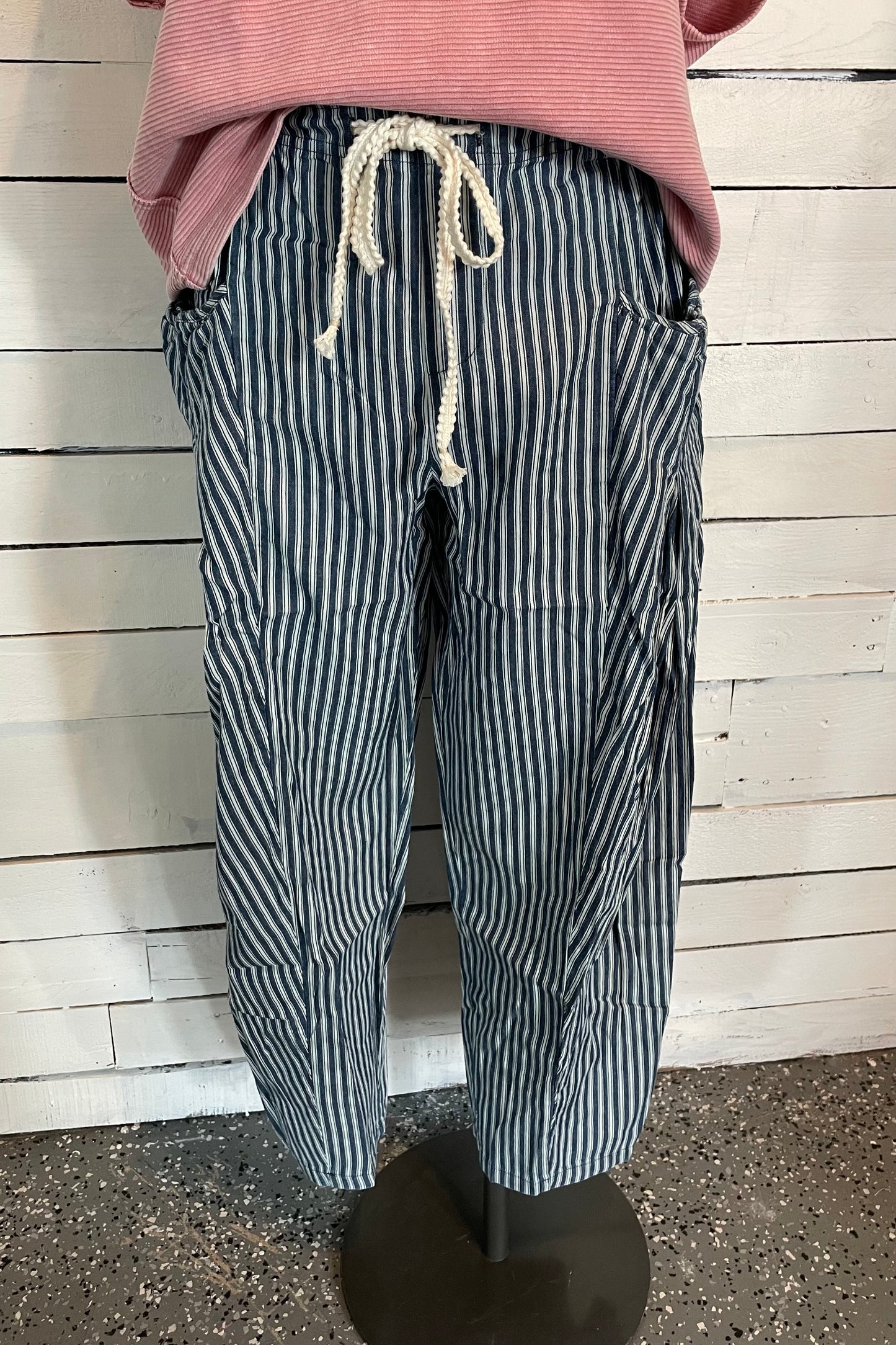 Stripe Barrel Leg Pants