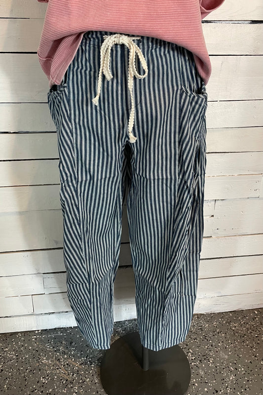 Stripe Barrel Leg Pants