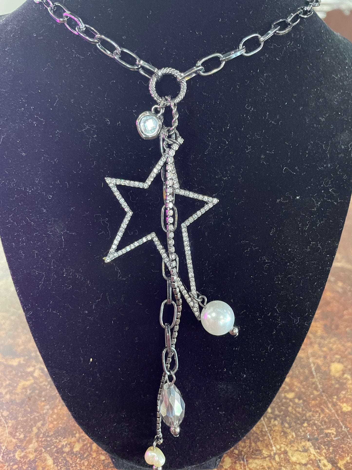 Dripping Chain with Pave Star Necklace