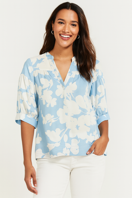 Pale Blue Floral Top