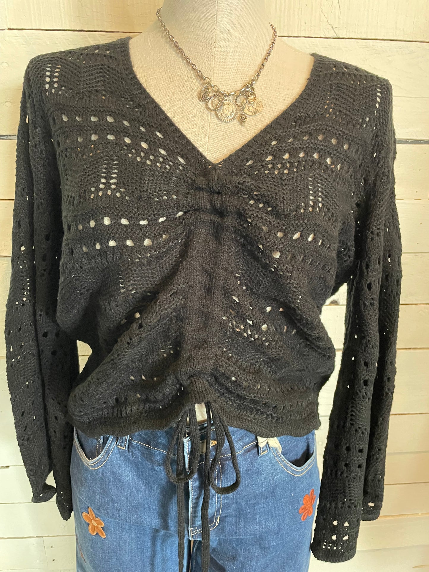 Black Crochet Sweater