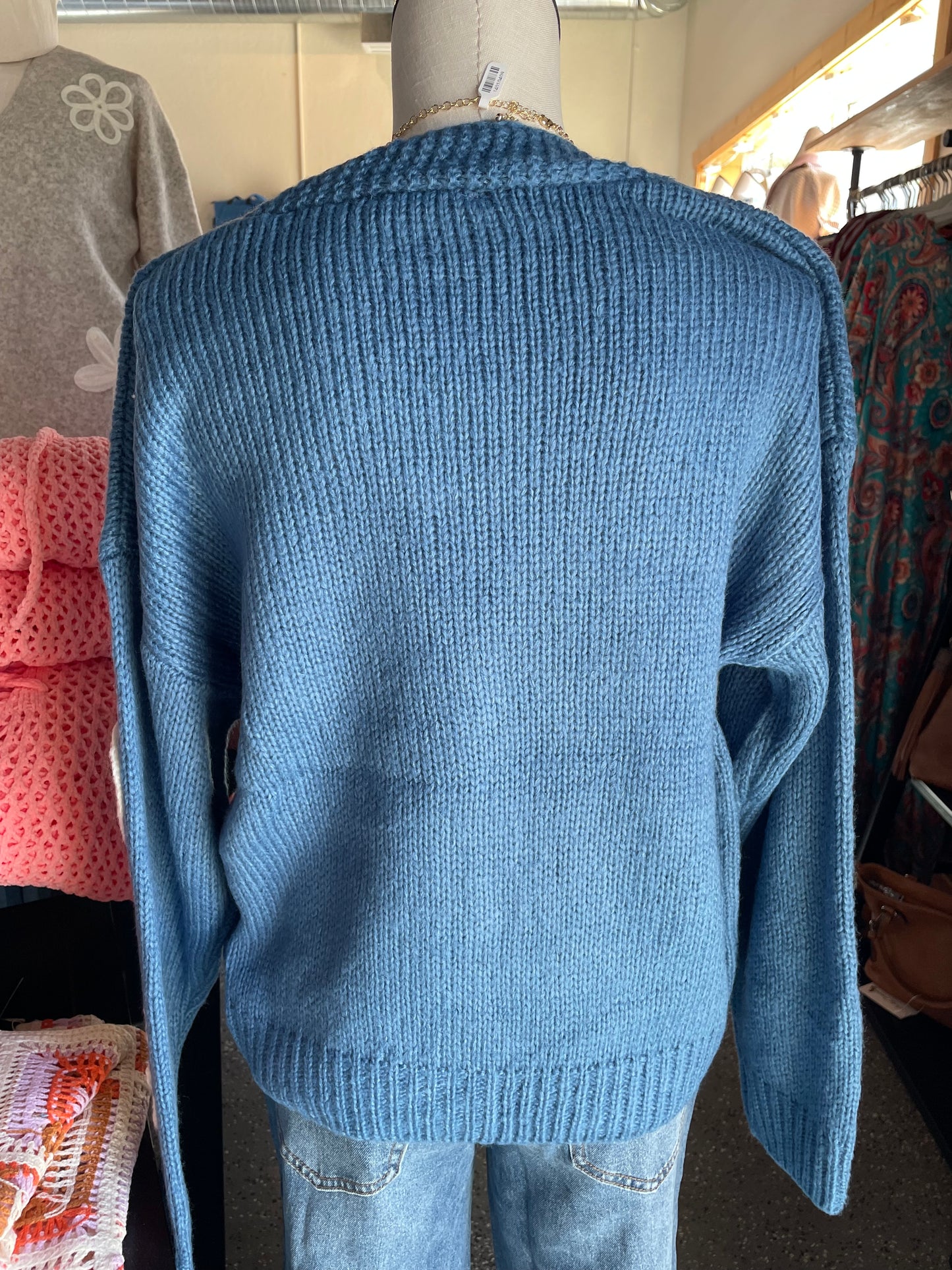 Chunky Knit Horseshoe Patch Cardigan