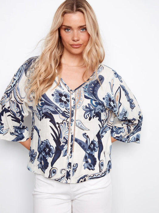 Paisley Dolman Sleeve Blouse