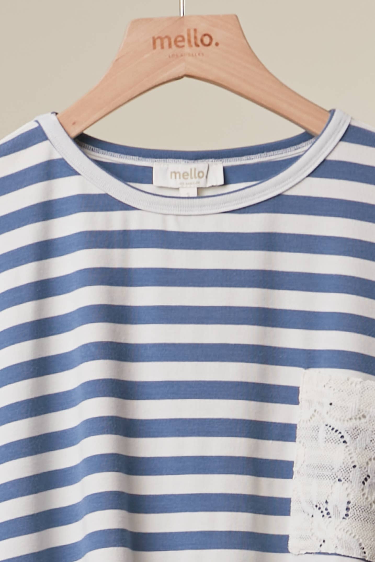 Blue & White Striped Lace Trim Top - Style Junkie Boutique