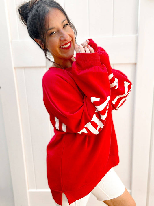 Girl Code Couture - PRE ORDER Santa’s Coming Graphic Scuba Oversized Sweatshirt - M