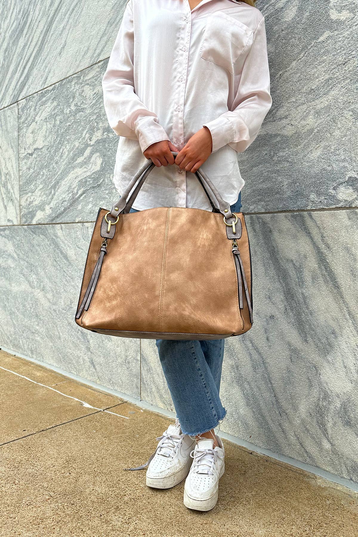 Tan Distressed Tote