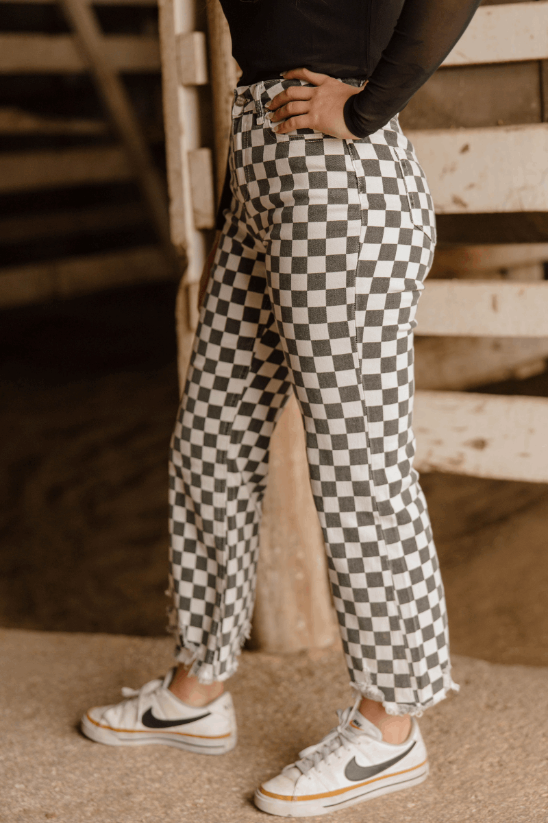 Fast Lane Checkered Jeans