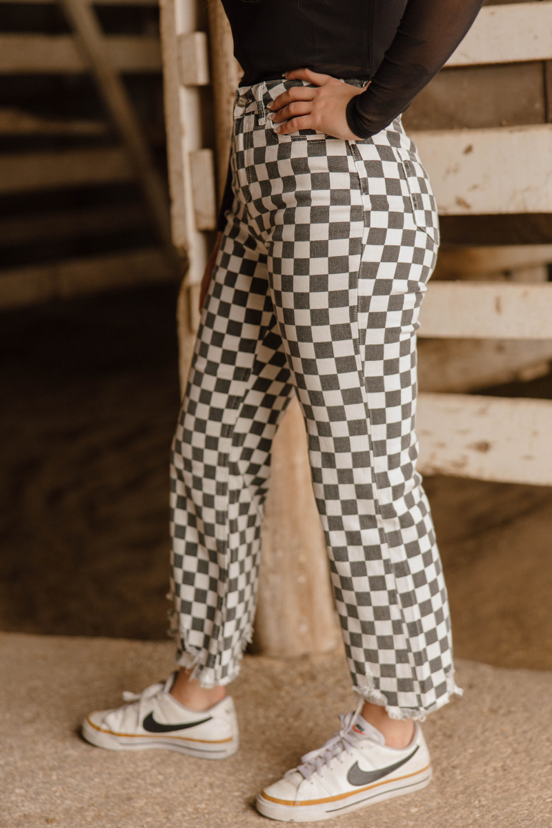 Fast Lane Checkered Jeans