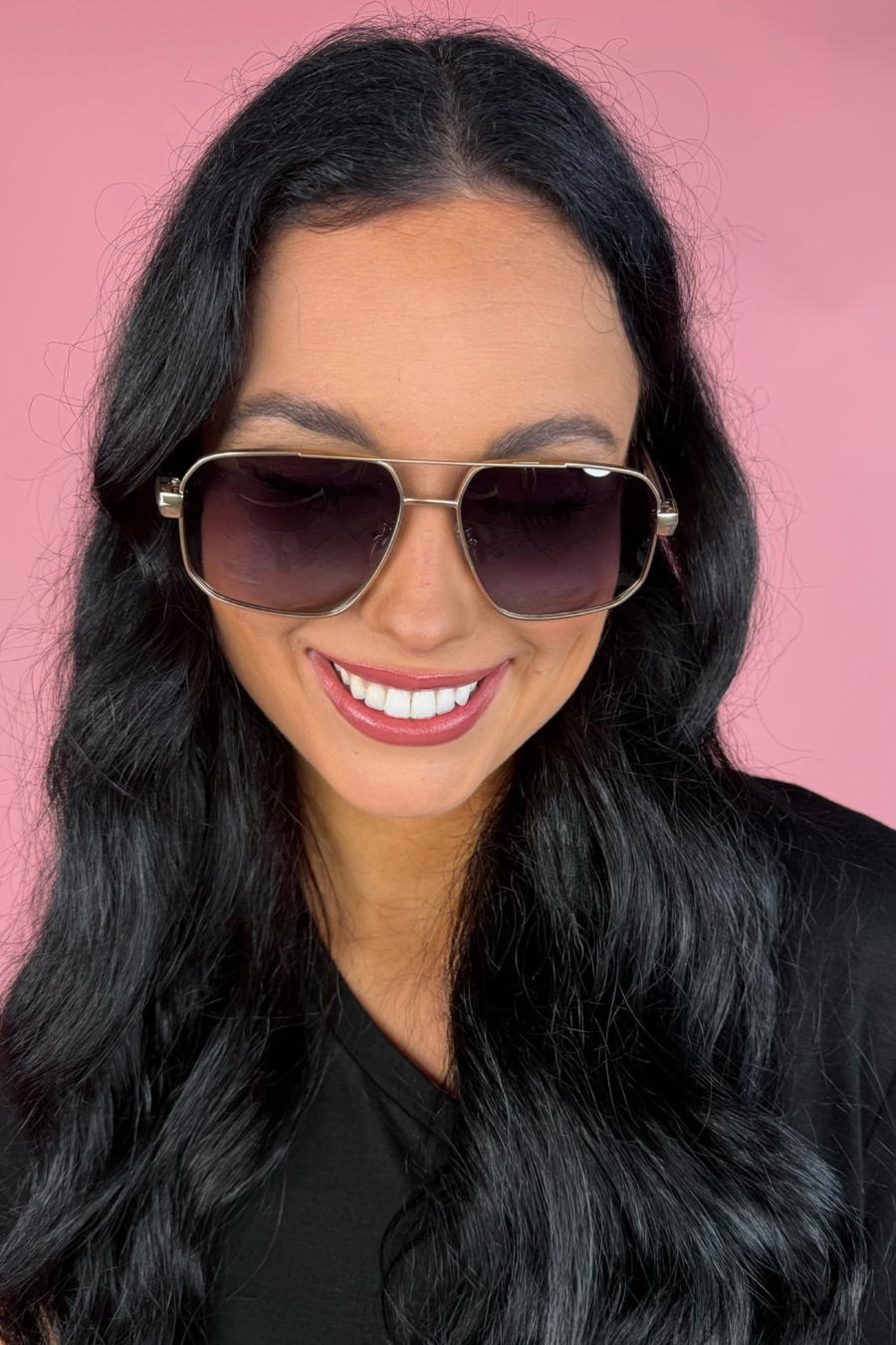Here Comes The Sun Aviator Sunglasses - Black