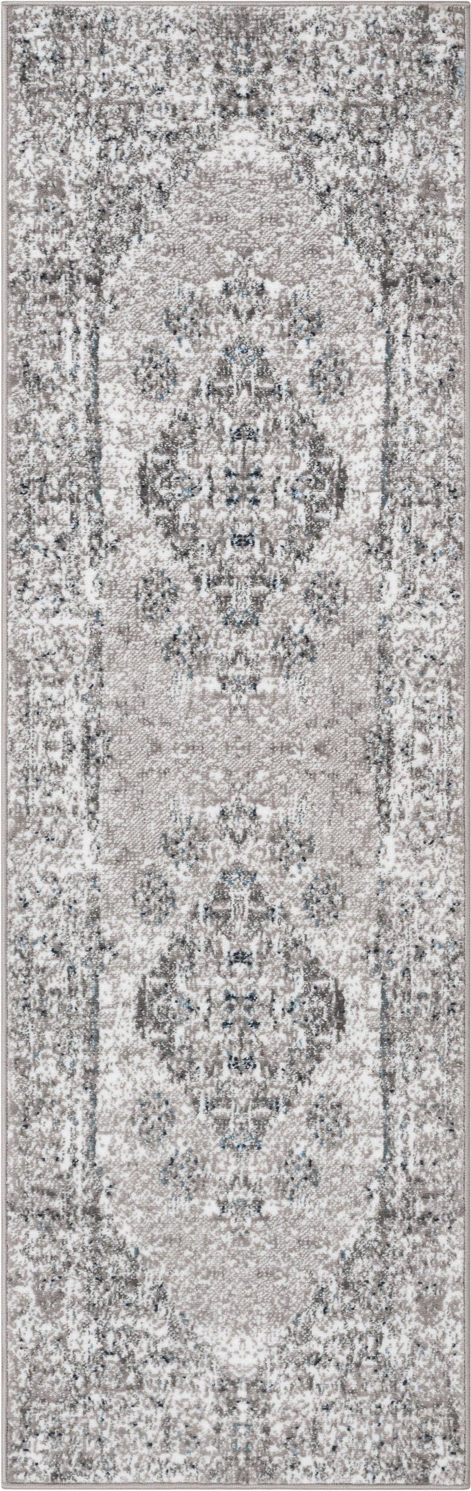 Well Woven - Trieste Vintage Floral Medallion Pattern Ivory Grey Rug - 5'3" x 7'3"
