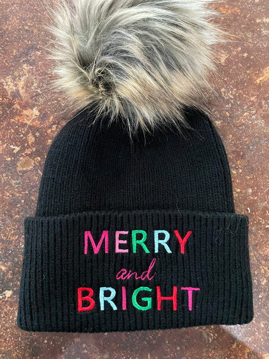 Merry & Bright Black Stocking Hat