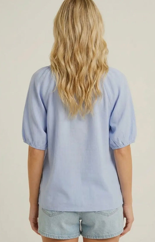 Light Blue Split V Neck
