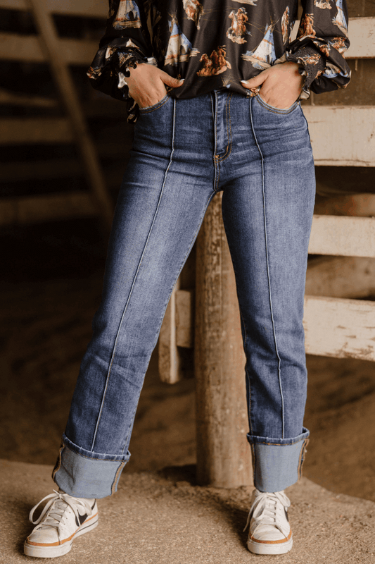 Mid Rise Cuffed Jeans by Sterling Kreek