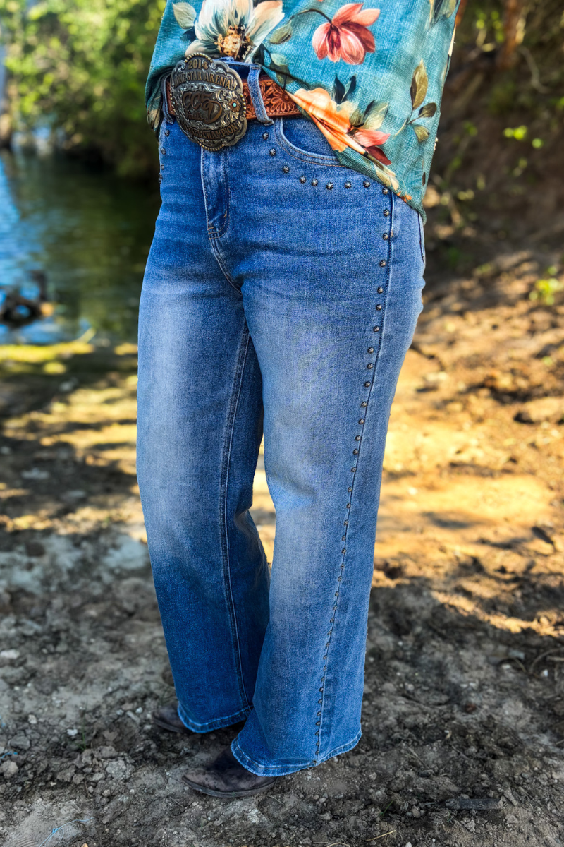 Studded Wide Leg Denim