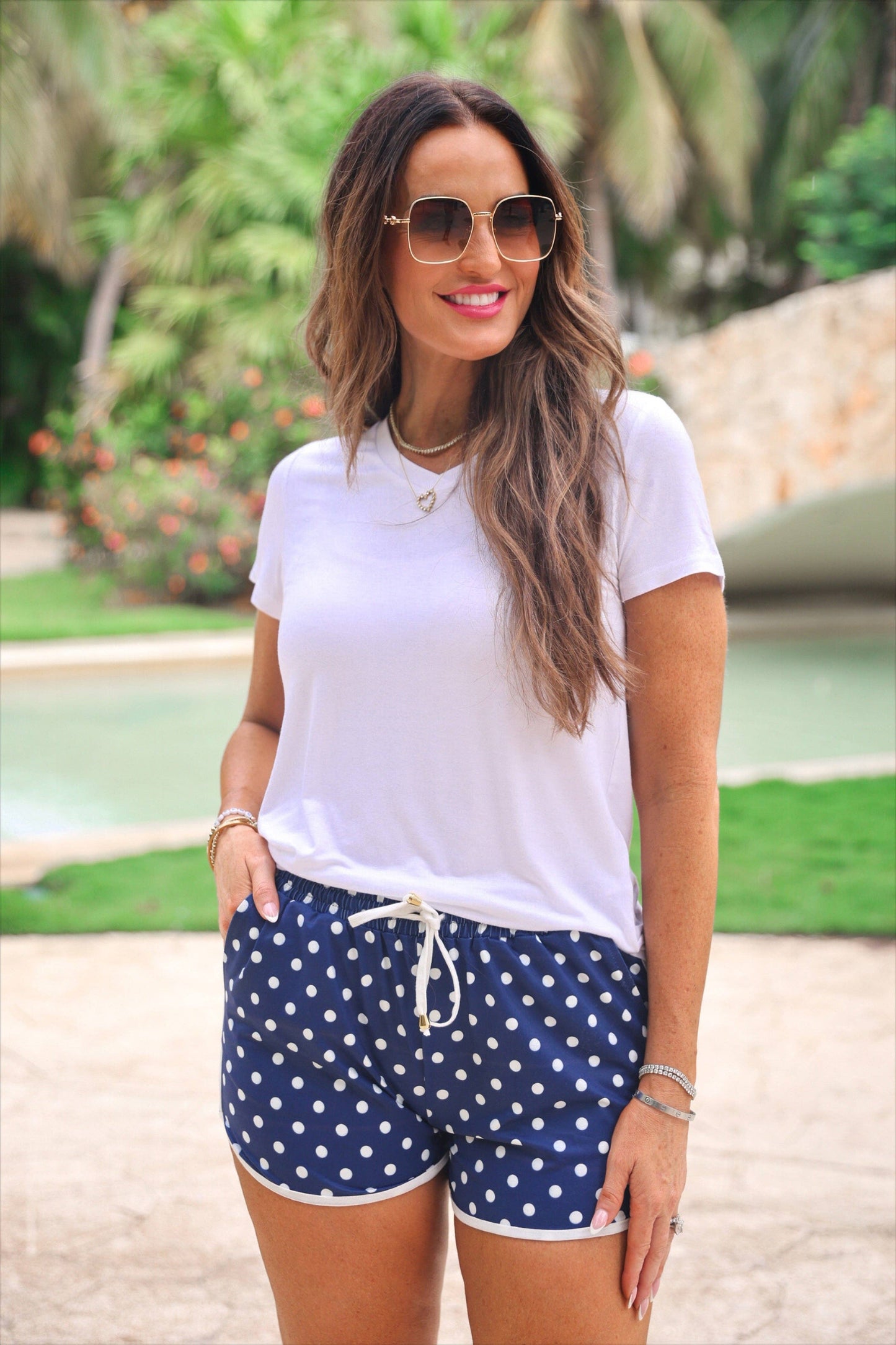 Navy Polka Dot Shorts
