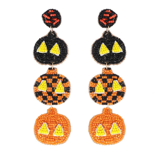 Beaded Pumpkin Earrings