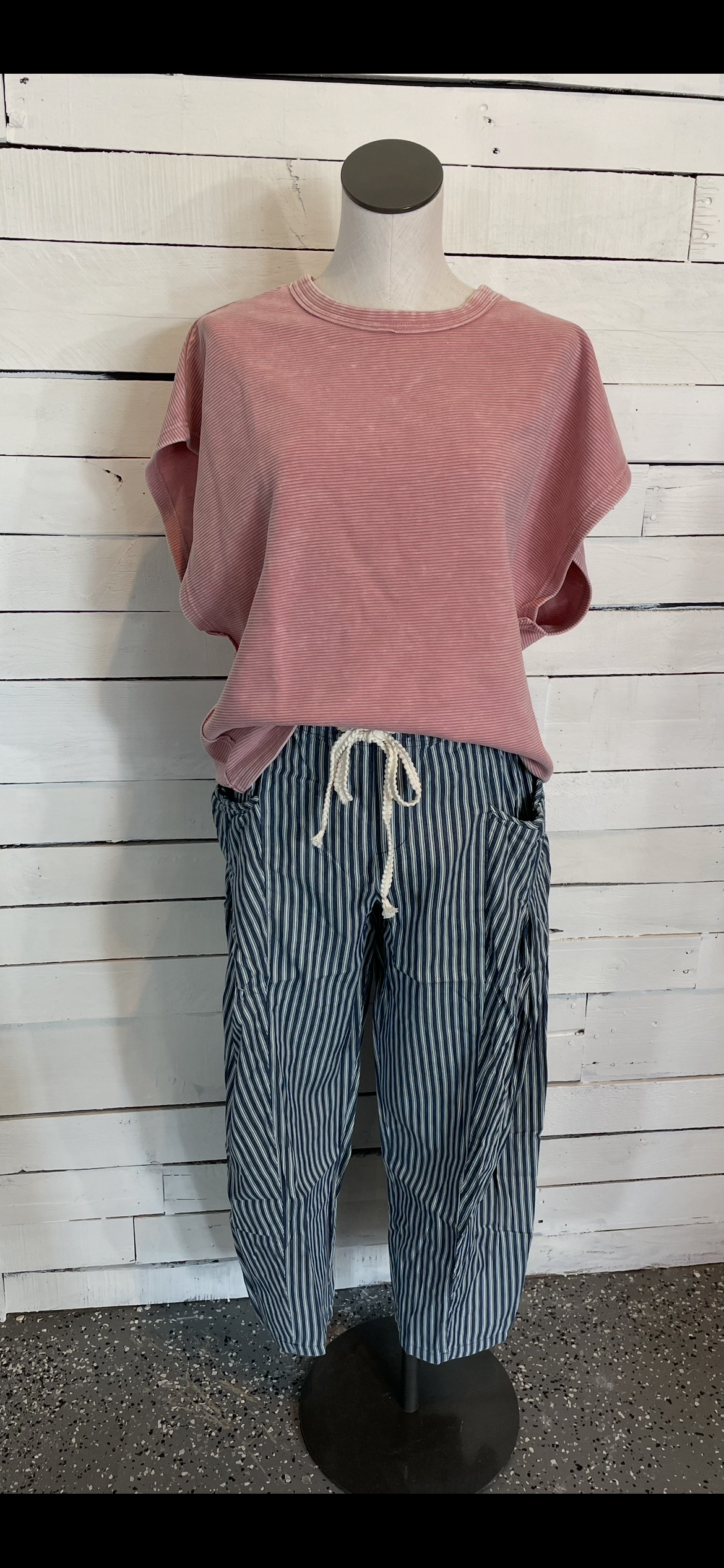 Stripe Barrel Leg Pants