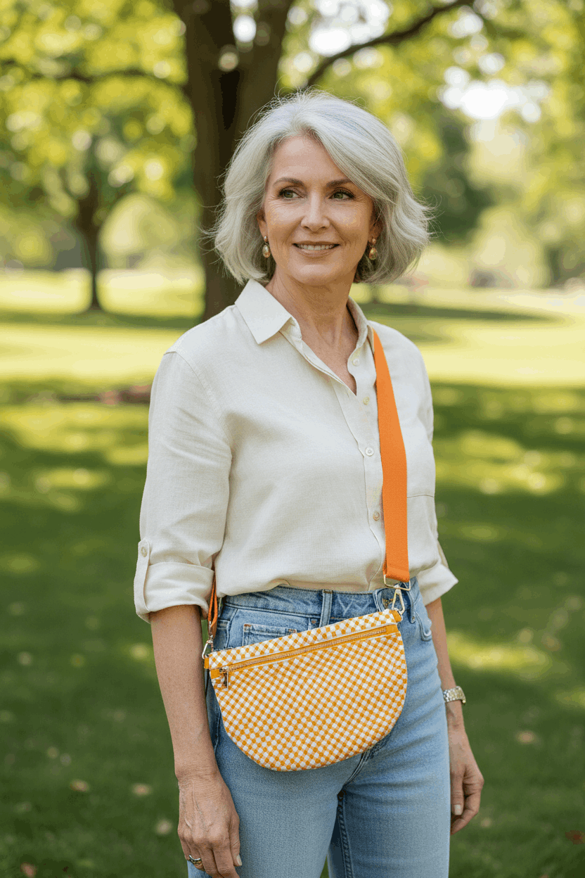 Orange Checker Crossbody