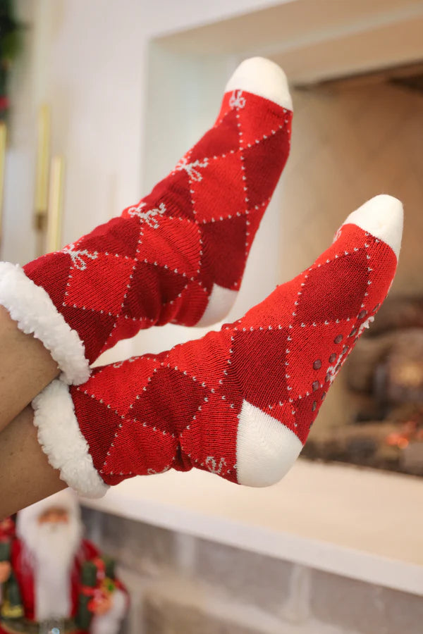 Red Argyle Socks