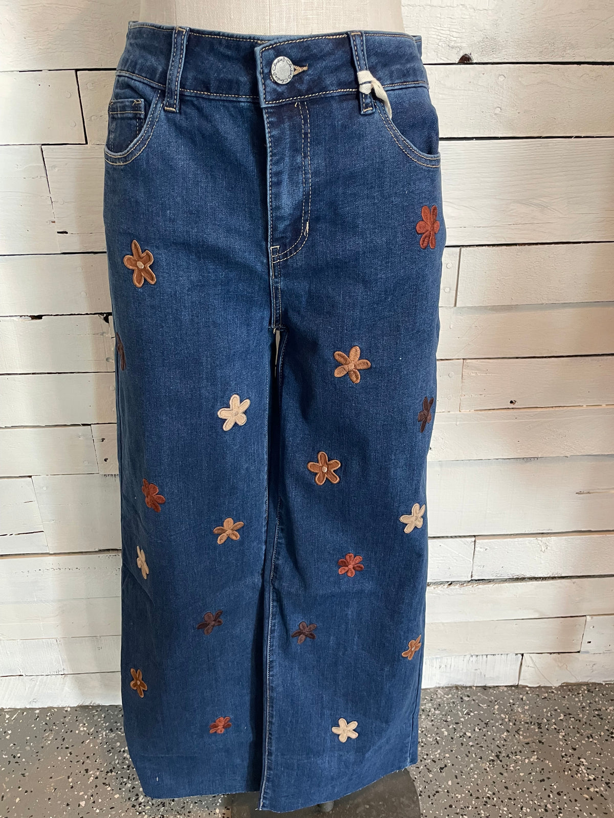 Embroidered Flower Wide