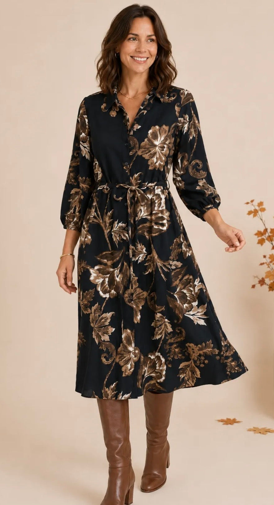 Black Floral Midi