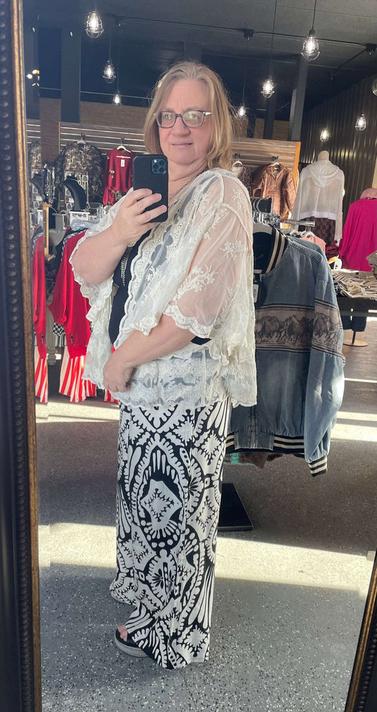Black & Cream Palazzo Pant