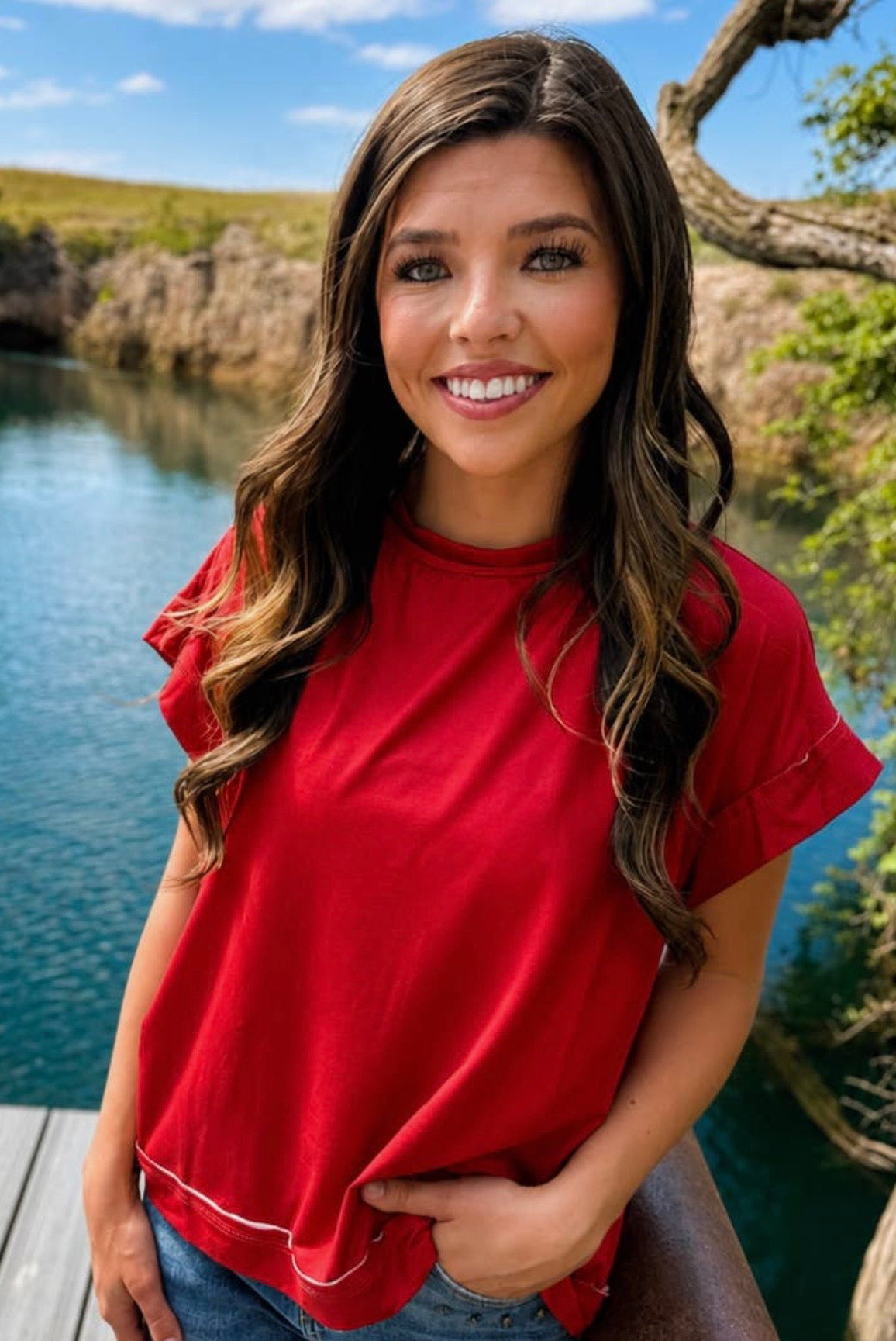 Red Essential Stretchy Top