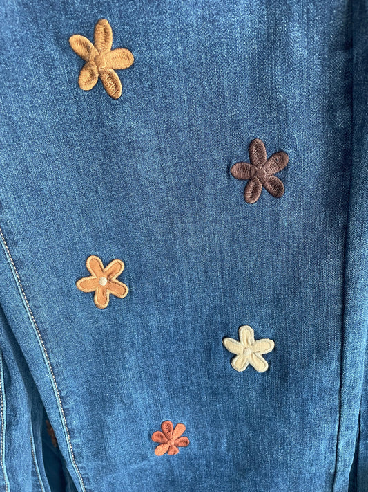 Embroidered Flower Wide