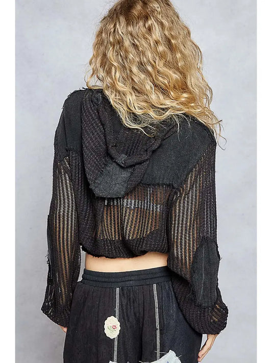 Black Crochet Hoodie