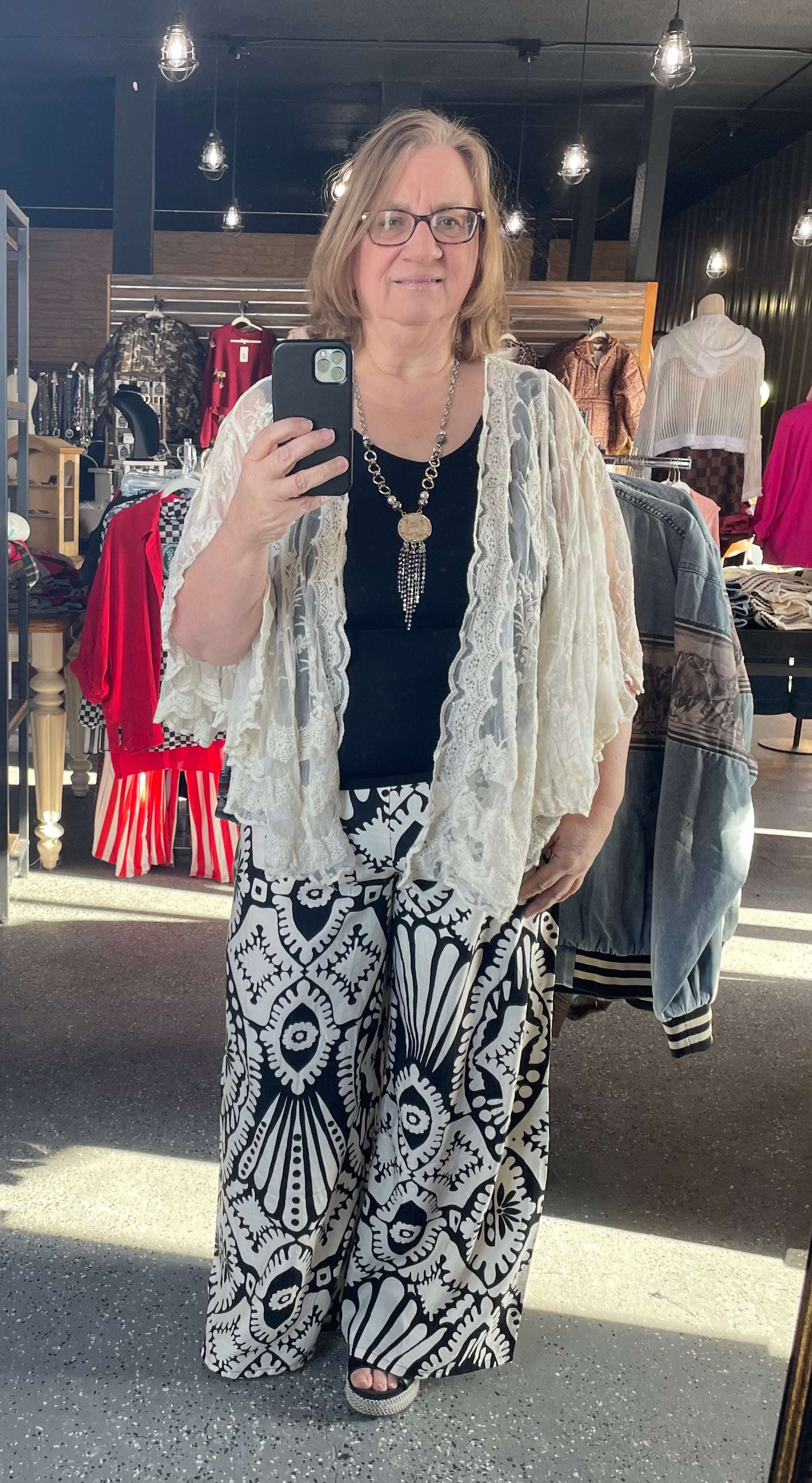 Black & Cream Palazzo Pant