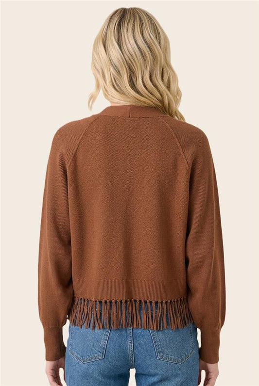 Brown Fringe Cardigan
