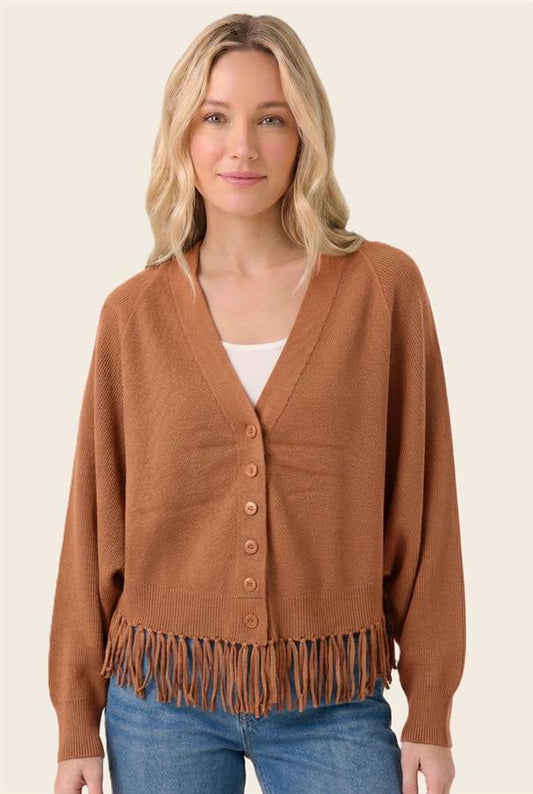 Brown Fringe Cardigan