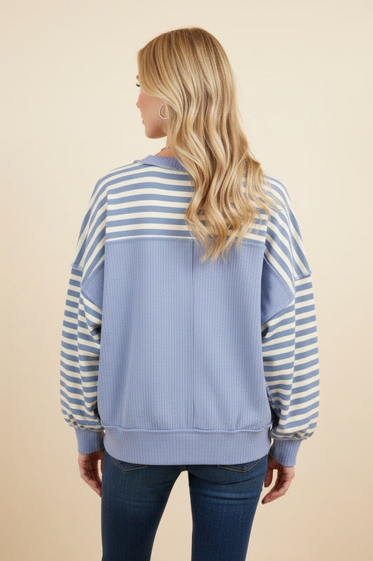 Blue Striped Sweatshirt
