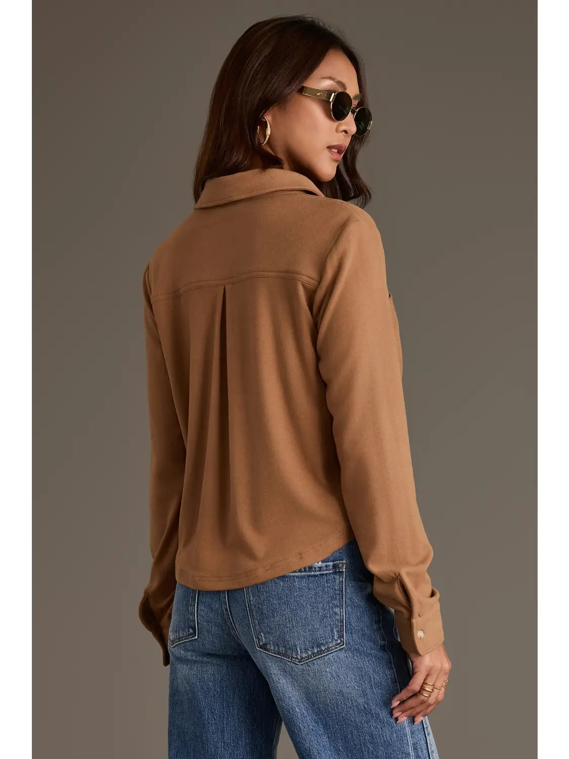 Cognac Soft Button Up
